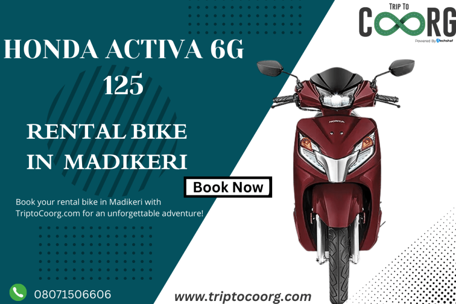 Rental bike in Madikeri : Unleash adventure in Madikeri with Honda Activa 6G 125!